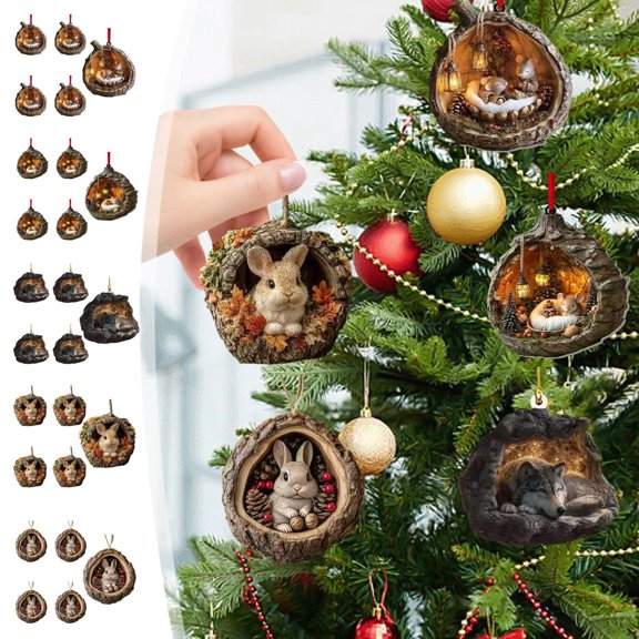 Christmas Tree Pendant Ornament, 2D Flat Acrylic Holiday Decor for Christmas Tree, Festive Stocking Stuffer and Hostess Gift, Small Pendant for Mantel Display and Seasonal Home Setting Akmoler