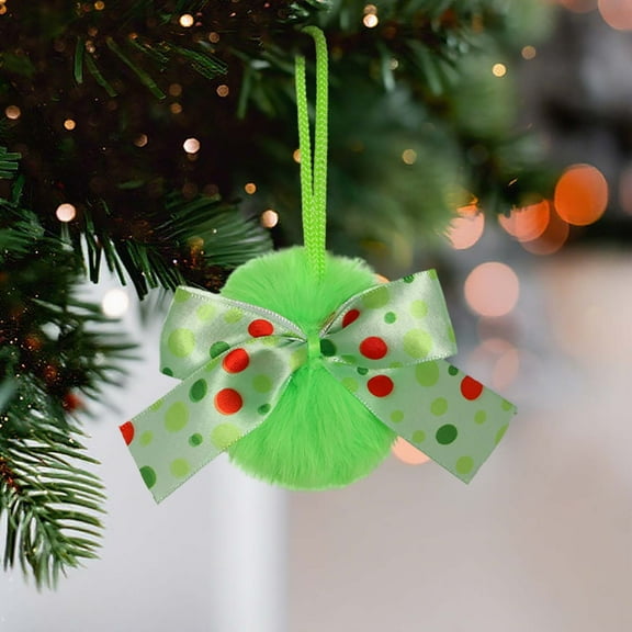 Christmas Tree Pendant Ornaments with Ribbon, Furry Ball Ornaments for Holiday Tree Decor, Christmas Party Favors and Stocking Stuffers, Imitation Ball Ornaments for Mantel Display and Akmoler
