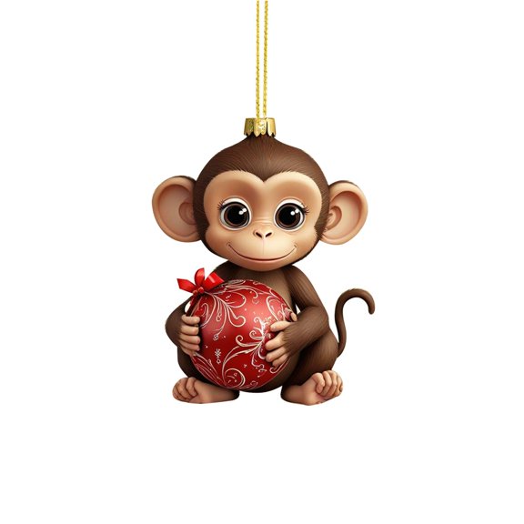 Christmas Tree Pendant Tree Monkey Pendant Christmas Pendant Book Stacking Ornaments Christmas Monkey Holding Christmas Acrylic Ornaments Year Ornaments