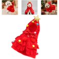 thumbnail image 1 of Christmas Tree Pet Costume, Hooded Dog Xmas Outfit with Golden Star and Colorful Pompoms, Tiered Ruffle Cloak for Small Dogs Holiday Party Photo Prop, Red, S, 1 of 6