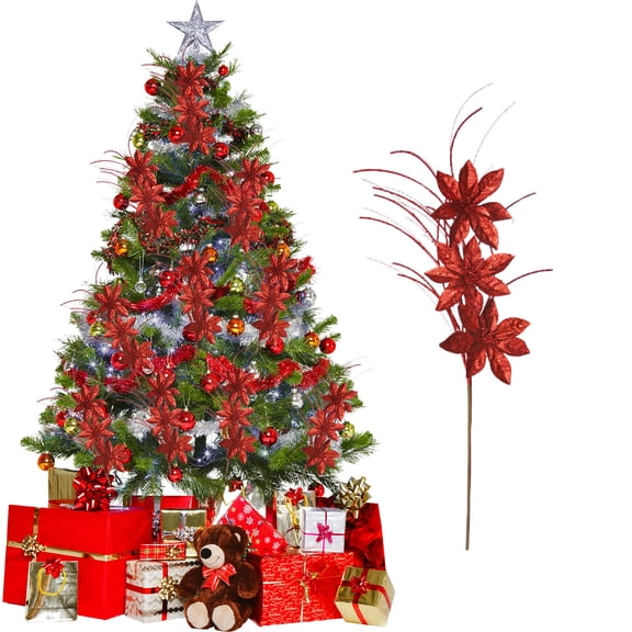 Christmas Tree Picks, 31.5 Inch Artificial Christmas Flowers Picks and Sprays for Christmas Tree Filler Floral Arrangement DIY Wreath Winter Holiday Season Decor