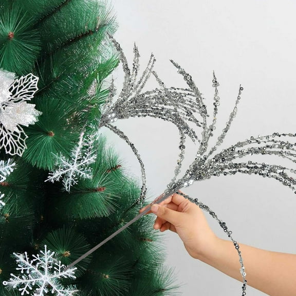 Christmas Tree Picks Filler, 21.7'' Glitter Christmas Tree Pick Tall Tree Filler Branches Christmas Tree Sprigs and Twigs Decorations for Vase Christmas Tree Xmas Gift Wedding Decoration