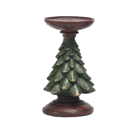 Christmas Tree Pillar Candle Holder Rustic Christmas Table Decor for Home Dining Mantel Festive Decoration