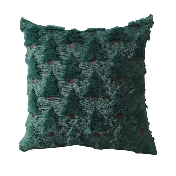 Christmas Tree Pillow Cover 18x18 Inches, Dark Green Modern Line Art Holiday Throw Cushion Sleeve for Sofa, Couch & Living Room Decor, 1 Pack