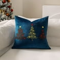 thumbnail image 1 of Christmas Tree Pillow Cover Embroidered Design, Festive Flock Velvet Cushion Cover for Sofa Living Room Holiday Decor(Blue), 1 of 4