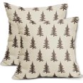 thumbnail image 1 of Christmas Tree Pillow Covers 16x16 Set of 2 Dark Brown Xmas Tree Rustic Style Winter Decorative Outdoor Pillowcases Farmhouse Vintage Holiday Decorations Throw Cushion Case Decor for Couch Sofa Bed, 1 of 6