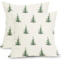 Christmas Tree Pillow Covers 18x18 Inch Green and Cream Christmas Decorative Throw Pillow Covers Set of 2 Winter Holiday Neutral Pillowcases Cushion Covers for Couch Indoor Outdoor Decor