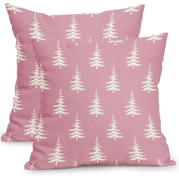 Christmas Tree Pillow Covers 18x18 Inch Green and Cream Christmas Decorative Throw Pillow Covers Set of 2 Winter Holiday Neutral Pillowcases Cushion Covers for Couch Indoor Outdoor Decor