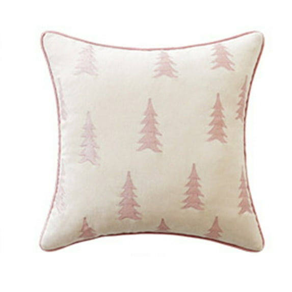 Christmas Tree Pillow Covers 18x18 Inch Set of 1 Pink Xmas Rustic Style Winter Print Decorative Outdoor Pillowcases Farmhouse Vintage Holiday Decorations Throw Cushion Case Decor for Couch Sofa Bed