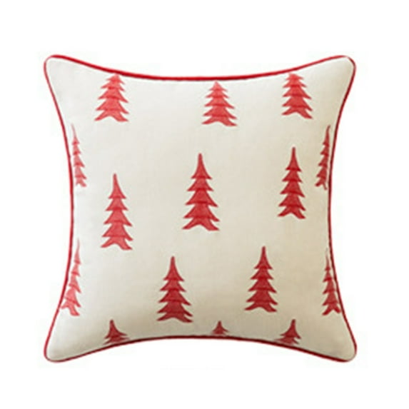 Christmas Tree Pillow Covers 18x18 Inch Set of 1 Red Xmas Rustic Style Winter Print Decorative Outdoor Pillowcases Farmhouse Vintage Holiday Decorations Throw Cushion Case Decor for Couch Sofa Bed