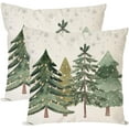 thumbnail image 1 of Christmas Tree Pillow Covers 18x18 Inch Set of 2 Farmhouse Christmas Decor Winter Holiday Decorative Throw Pillow Cases Xmas Party Decorations Outdoor for Front Porch Home Room Sofa Couch, 1 of 6