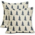 thumbnail image 1 of Christmas Tree Pillow Covers 18x18 Set of 2 Dark Blue Xmas Tree Rustic Style Winter Decorative Outdoor Pillowcases Farmhouse Vintage Holiday Decorations Throw Cushion Case Decor for Couch Sofa Bed, 1 of 6
