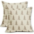 thumbnail image 1 of Christmas Tree Pillow Covers 18x18 Set of 2 Light Brown Xmas Tree Rustic Style Winter Decorative Outdoor Pillowcases Farmhouse Vintage Holiday Decorations Throw Cushion Case Decor for Couch Sofa Bed, 1 of 5