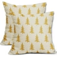 thumbnail image 1 of Christmas Tree Pillow Covers 18x18 Set of 2 Yellow Xmas Tree Rustic Style Winter Print Decorative Outdoor Pillowcases Farmhouse Vintage Holiday Decorations Throw Cushion Case Decor for Couch Sofa Bed, 1 of 5