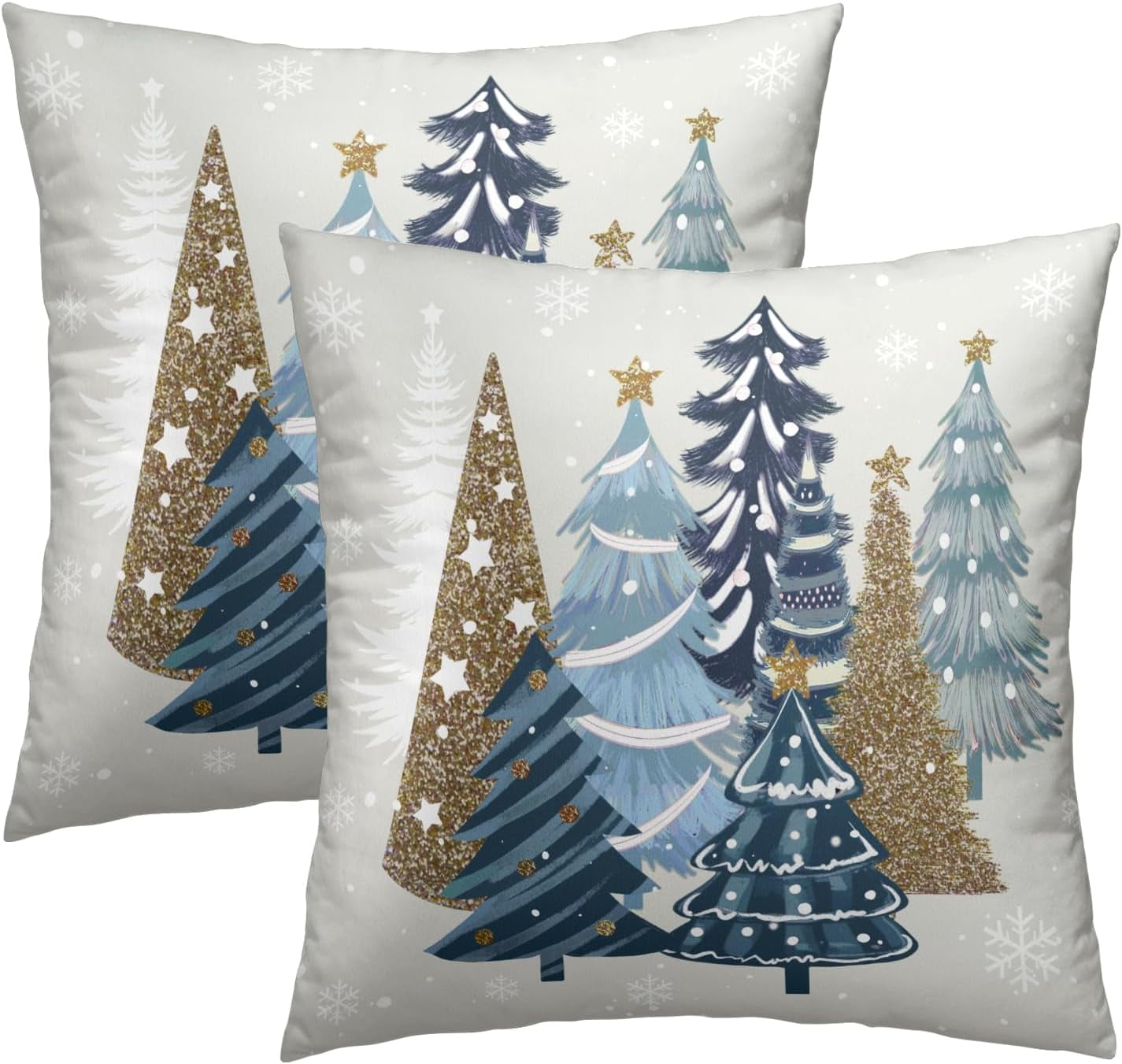 Christmas Tree Pillow Covers 20x20 Inch, Set of 2 Xmas Blue Pine Trees ...