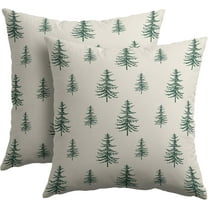 Christmas Tree Pillow Covers 20x20 Set of 2 Green Xmas Vintage Winter Print Decorative Outdoor Linen Zipper Throw Pillows Cases Cushion Cover Rustic Holiday Decoration Farmhouse Sofa Couch Bed Decor