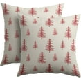 thumbnail image 1 of Christmas Tree Pillow Covers 20x20 Set of 2 Red Xmas Vintage Winter Print Decorative Outdoor Linen Zipper Throw Pillows Cases Cushion Cover Rustic Holiday Decoration Farmhouse Sofa Couch Bed Decor, 1 of 4