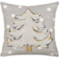 thumbnail image 1 of Christmas Tree Pillow Covers Grey White Winter Snow Merry & Bright Golden Decorative Pillow Cases Xmas Outdoor Farmhouse Decorations Cotton Linen 18x18 Inch Cushion Cover for Sofa Couch, 1 of 6