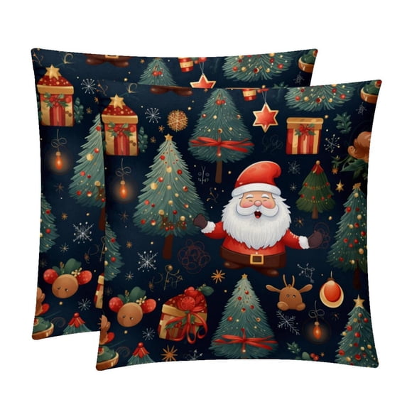 Christmas Tree Pillow Covers with Unique Patterns - Set of 2, Chair Pillow Covers for Sofa, Couch, Bed - Available in 16x16, 18x18, 20x20 Inches for Home Decor and Gifts
