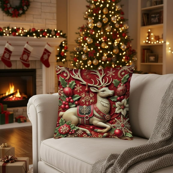 Christmas Tree Pillow Covers Xmas Trees Ball Snowflakes Decorative Outdoor Throw Pillow Cover Winter Holiday Farmhouse Pillowcase for Sofa Couch Patio