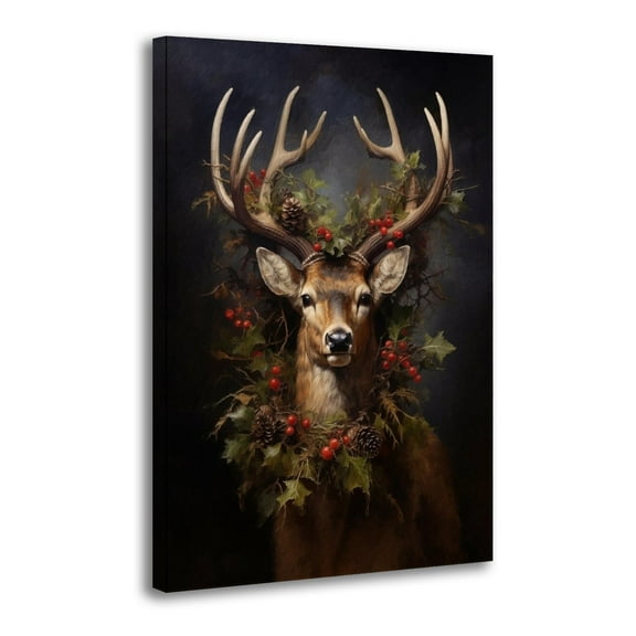 Christmas Tree Pine Cones Reindeer Artworks Canvas Poster Room Aesthetic Wall Art Prints Home Modern Decor Gifts 16x24inch(40x60cm)