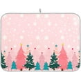 thumbnail image 1 of Christmas Tree Pink Dish Drying Mat for Kitchen Countertop 16x18 Winter Snowflake White Xmas Small Drying Mat Reusable Quick Dry Dish Sink Mats Easy Clean Decorative Essentials, 1 of 7