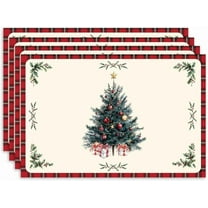 Christmas Tree Place Mats Placemats Set of 4, Winter Kitchen Placemats, Christmas Table Mats Indoor for Dining Kitchen Home Decoration Table Setting Decor Outdoor -SD004