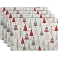 thumbnail image 1 of Christmas Tree Placemats Set of 4 Geometric Colorful Xmas Place Mats 12x18 Inch Seasonal Winter Holiday Farmhouse Washable Linen Table Mat for Party Kitchen Dining Decoration, 1 of 7