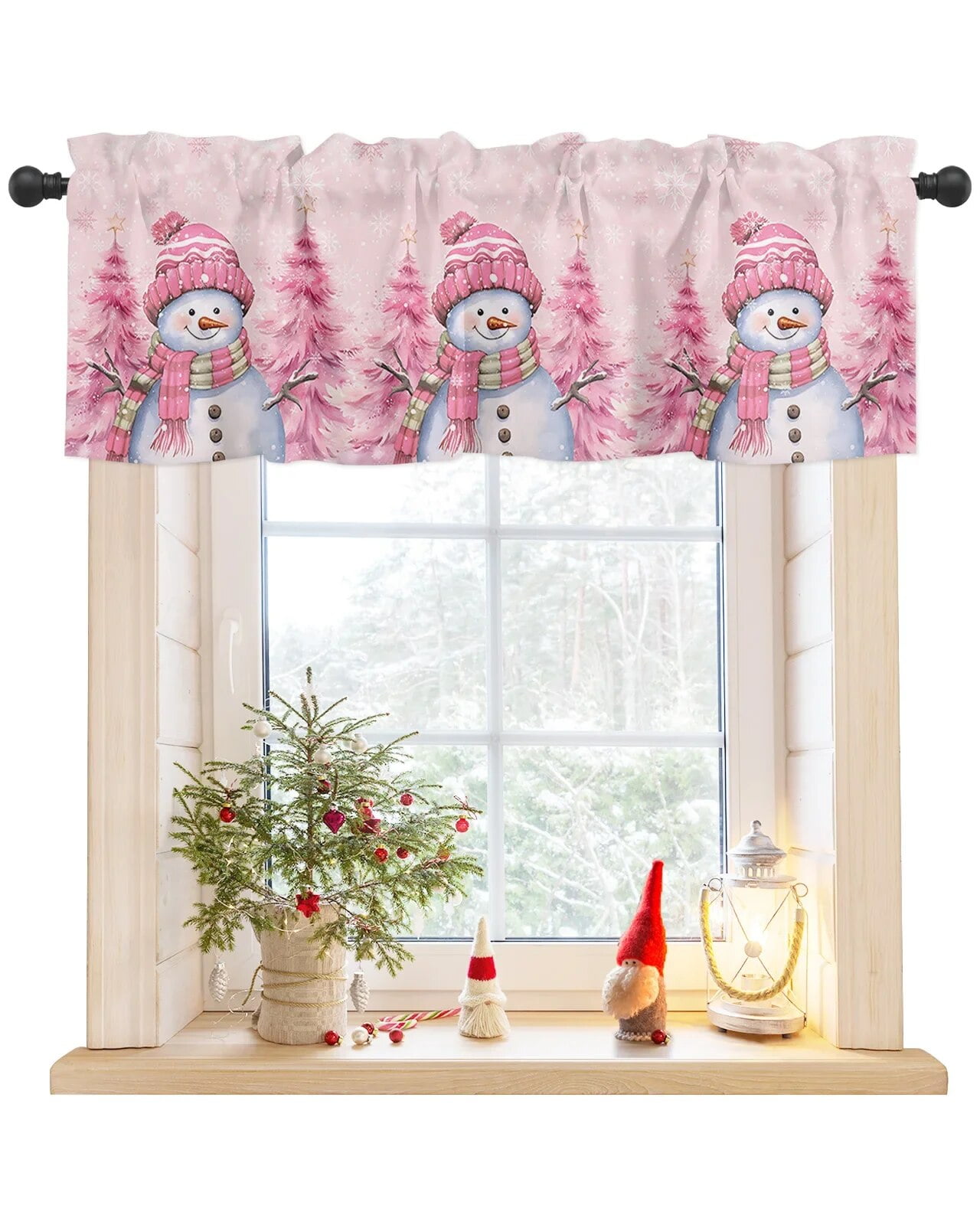 Christmas Tree Plaid Short Curtains Kitchen Cafe Wine Cabinet Door ...
