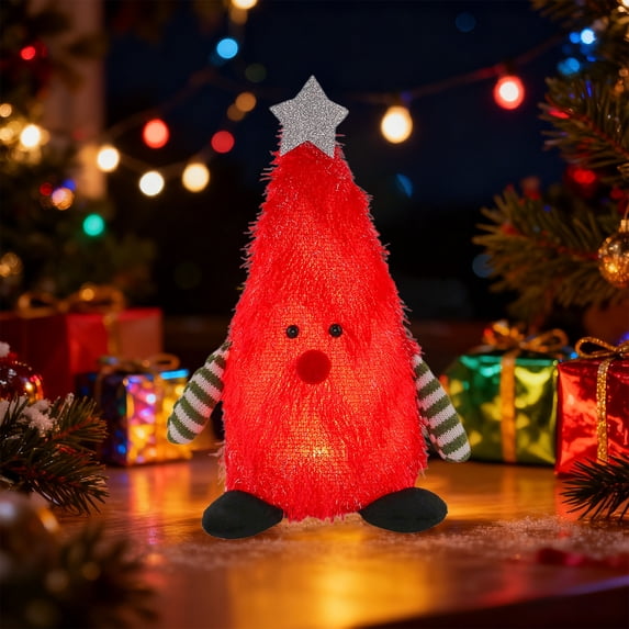 Christmas Tree Plush Ornaments - Cute Fabric Decor for Holiday Trees, Tabletop Centerpieces, Gift Wrapping (8.27 Inch Red)