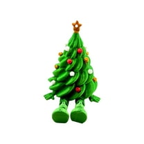 Christmas Tree Plush Toy with Cute Legs and Star Topper for Holiday Home Office Tabletop Décor Kids Gift Ornament