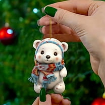 Sahpxhe Christmas Tree Polar Bear Acrylic Ornaments, Cute Christmas Pendant for Christmas Decorations Home Decor 3.15 Inch Multicolor