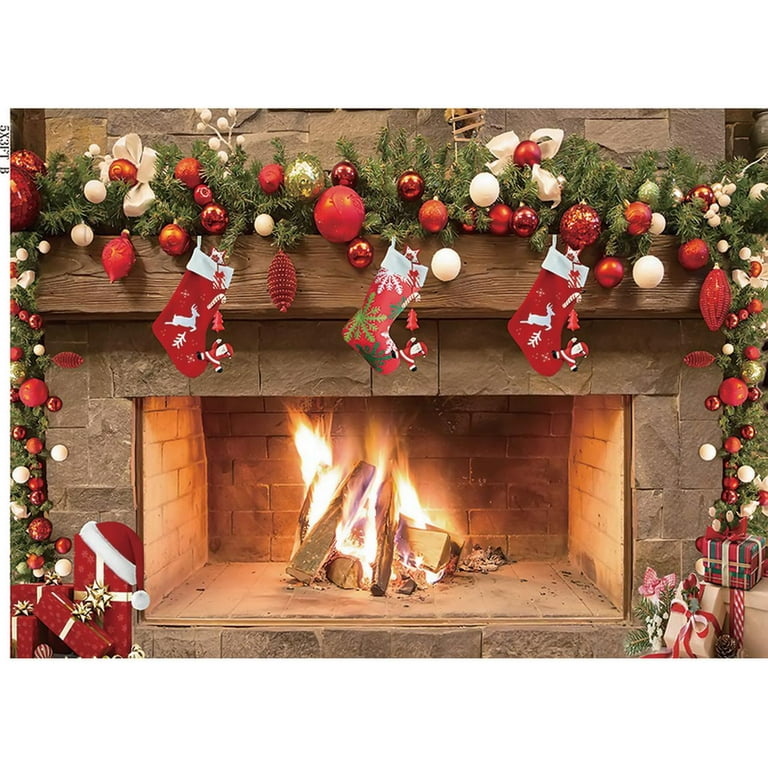 Christmas Tree Presents Flower Wreath Photography Backrops Window