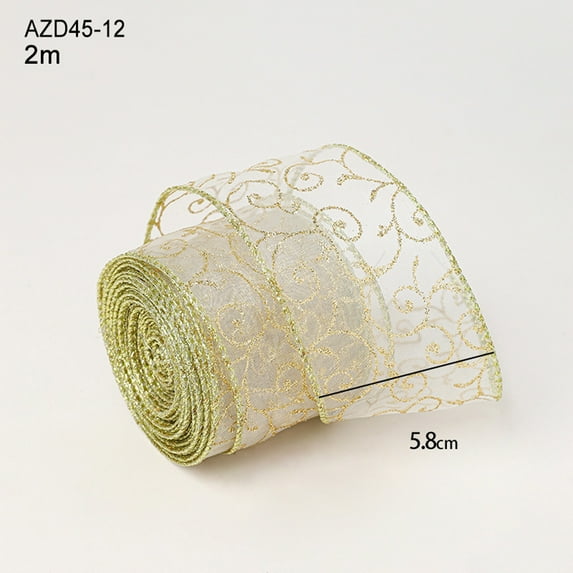 Christmas Tree Print Linen Ribbon | 2m Decorative Fabric Ribbon for Holiday Decor | Washable Wrinkle-Free Boutique Style Ribbon | Home Window Christmas Tree Decoration