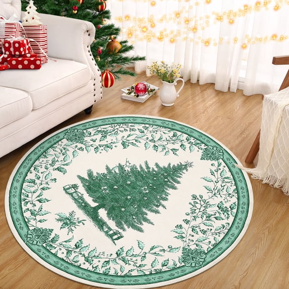 Christmas Tree Print Non-Slip Door Shiny Area Rugs for Entryway Indoor,Small Washable Kitchen Mats Throw Soft Bathroom Carpet, For Bedroom,Living Room, Laundry, Holiday Home Decoration