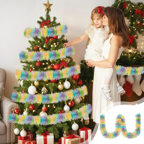 Christmas Tree Pull Ribbon Pendant, Floral Wool Strips Hanging Ornaments for Holiday Decor, Family Gathering Gift for Seasonal Celebration, Tree Window and Mantel Display Decorative Accent Akmoler