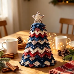 Christmas Tree Quilt Kit – DIY Patchwork Sewing Craft for Adults, 3D Fabric Tree Project, Holiday Home Decor(M)