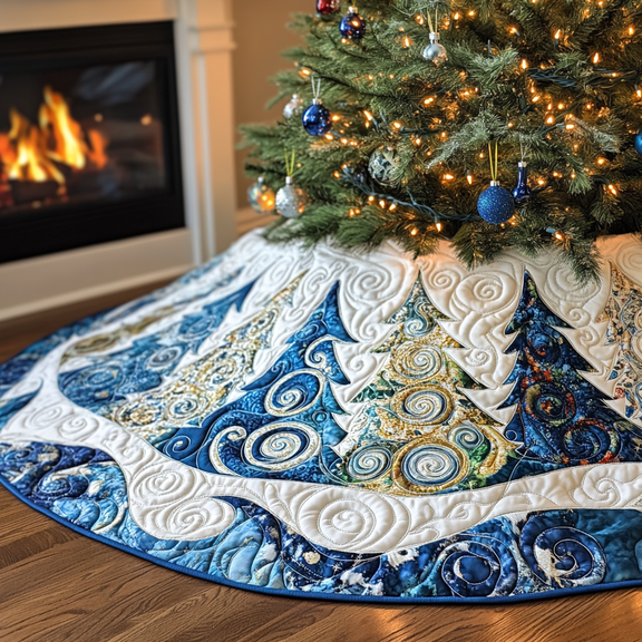 Christmas Tree Quilted Tree Skirt, Christmas Tree Skirt, Holiday Tree Skirt, Christmas Tree Collar Cover, Christmas Gift BTO1028