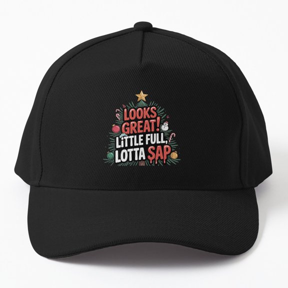 Christmas Tree Quote Baseball Hat, Holiday Statement Design, Classic Everyday Gift Cap