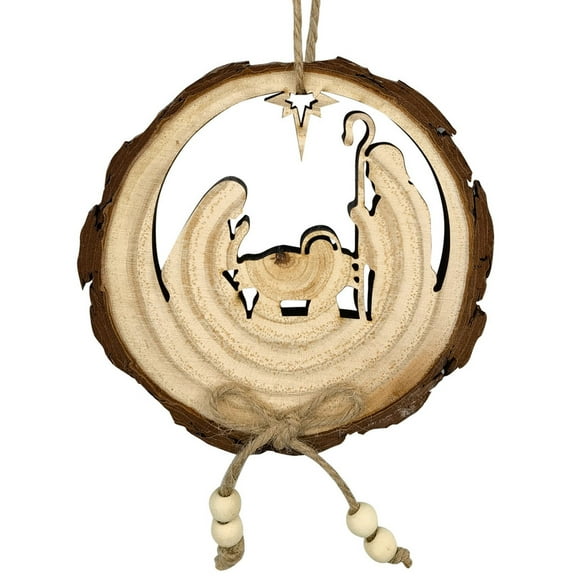 Christmas Tree Real Wood Ring Hanging Decoration Indoor Outdoor Christmas Ornament