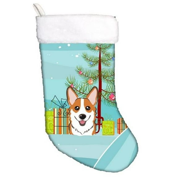 Christmas Tree & Red Corgi Christmas Stocking