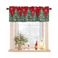 Christmas Tree Red Curtain Valance for Windows Winter Xmas Snowflake