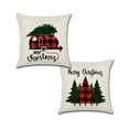 thumbnail image 1 of Christmas Tree Red Plaids Design Cotton Linen Fabric, Decorative Indoor / Outdoor Throw Pillow Cover Set 18x18, 1 of 3