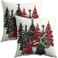 thumbnail image 1 of Christmas Tree Red Star Pillow Covers 16x16 Inches Red Green Xmas Tree White Throw Pillow Case Set of 2 Christmas Decorative Pillow Cover Cotton Linen Cushion Cover for Home Couch Sofa Livingroom, 1 of 1