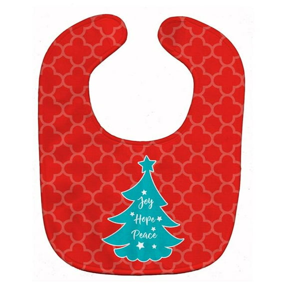 Christmas Tree Red Teal Baby Bib
