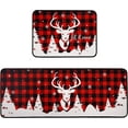 thumbnail image 1 of Christmas Tree Reindeer Kitchen Rug Set,Buffalo Plaid Snowflake Xmas Winter Holiday Runner Rugs with Rubber Backing,Let It Snow Decor for Home Kitchen,Throw Rugs Washable for Kitchen Sink,Red, 1 of 5