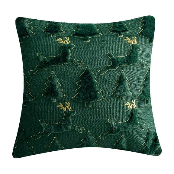 Christmas Tree Reindeer Pillow Covers 18x18 Inch Soft Plush Throw Pillow Cases for Couch Sofa Bedroom Living Room Winter Holiday Home Decor Xmas Farmhouse Decorations Festive Seasons