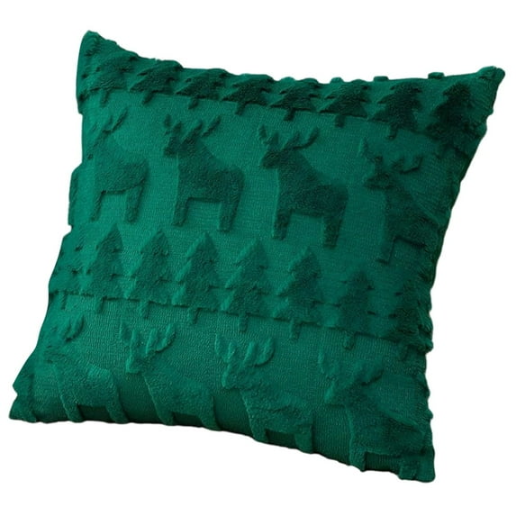 Christmas Tree Reindeer Pillow Covers 18x18 Inch Soft Plush Throw Pillow Cases for Couch Sofa Bedroom Living Room Winter Holiday Home Decor Xmas Farmhouse Decorations Festive Seasons