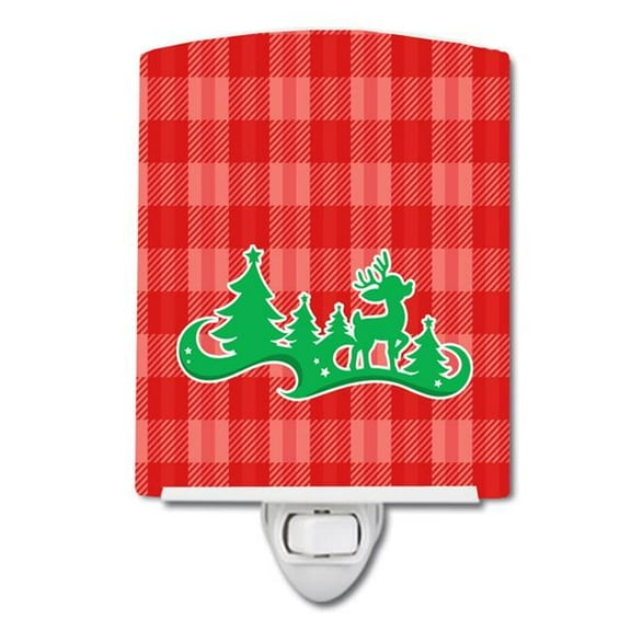 Christmas Tree Reindeer Red Ceramic Night Light