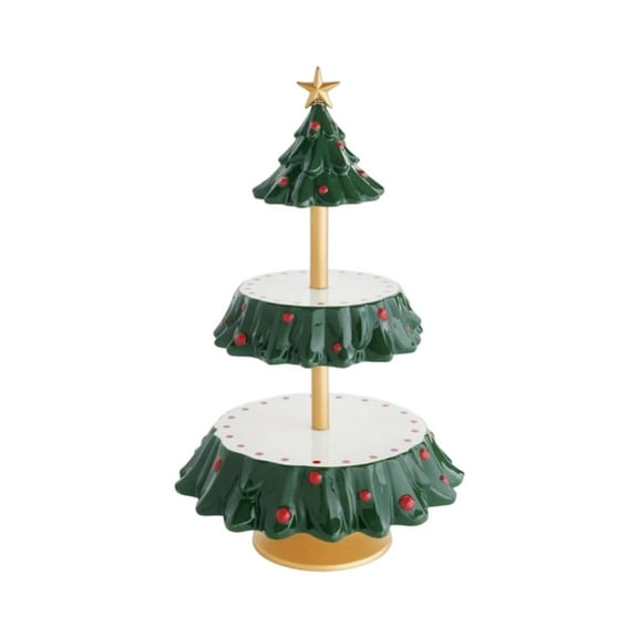 Christmas Tree Resin Dessert Stand - Multi-Tier Food Display Tray for Fruit, Desserts & Snacks, Durable Resin Construction, Decorative Holiday Centerpiece & Easy-Clean Surface